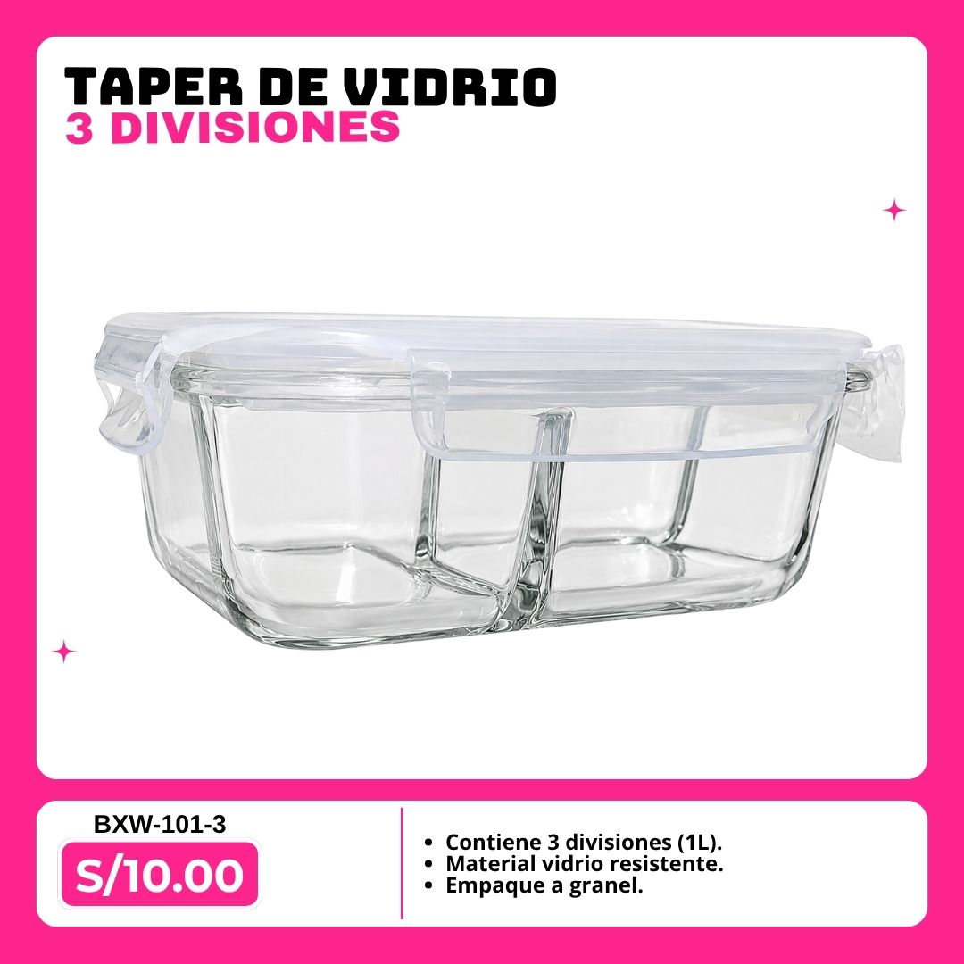 TAPER DE VIDRIO 3 DIVISIONES